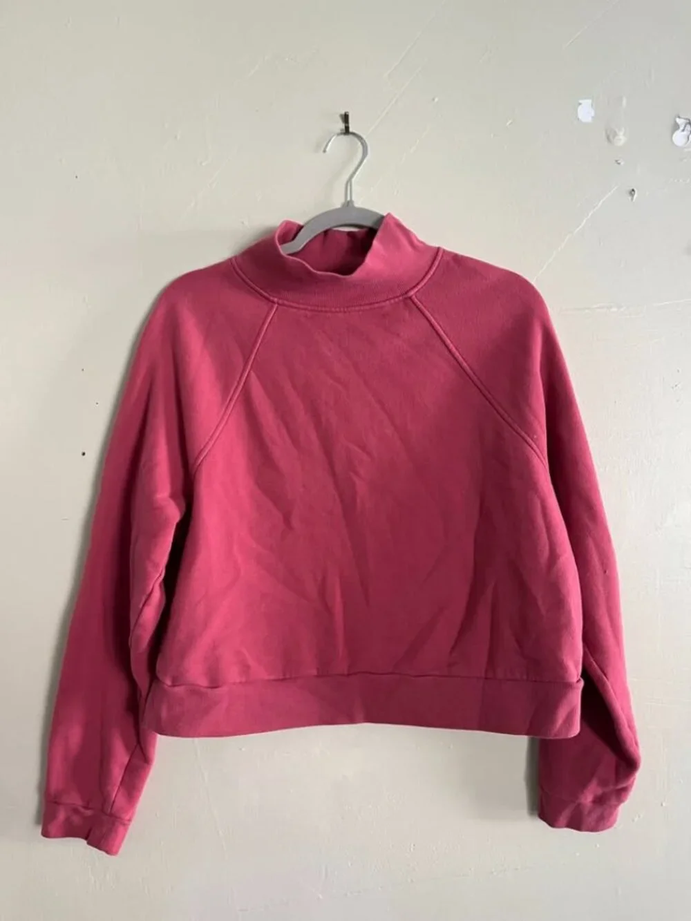 Pink mockneck cropped sweatshirt